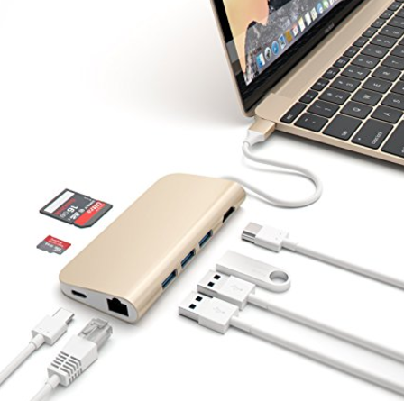 USB Cハブ Satechi 充電用パススルー付きType C ハブ 4k HDMI出力　SD/Microカードリーダー　3つのUSB Type Aポート (ゴールド)
